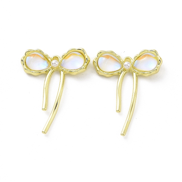 

PandaHall Rack Plating Alloy Pendants, Bowknot with Resin Charms, Clear, 29x22.5x4.5mm, Hole: 1.6mm Alloy+Rhinestone Clear