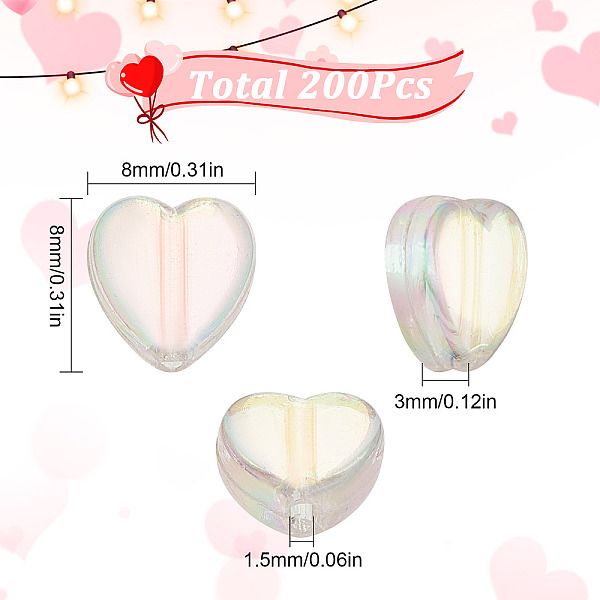 

PandaHall SUNNYCLUE 1 Box 200Pcs Heart Beads Acrylic Beads Hearts Bead Charms Small Tiny AB Color Love Beads Loose Beaded Spacer Beads for..., White
