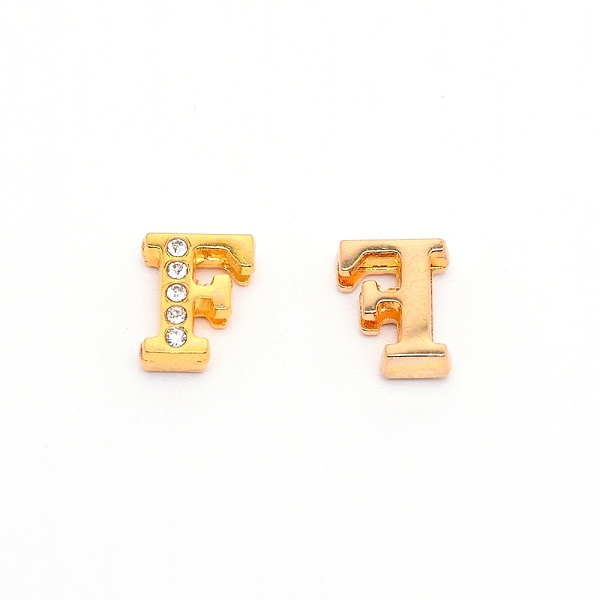 

PandaHall Alloy Slide Charms, with Crystal Rhinestone and Initial Letter A~Z, Letter.F, F: 11.5x9.5x4mm, Hole: 1.5x8mm Alloy+Rhinestone...