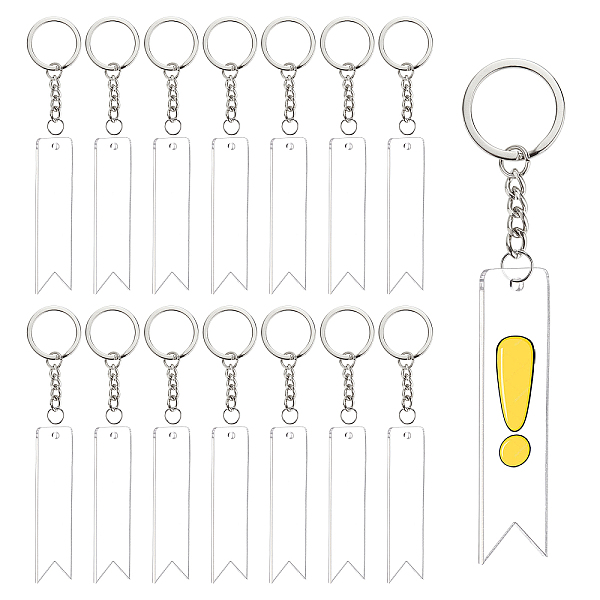 

PandaHall BENECREAT DIY Vertical Flag Acrylic Blank Pendant Keychain Making Kits, with Iron Split Key Rings, Platinum & Stainless Steel..., Clear