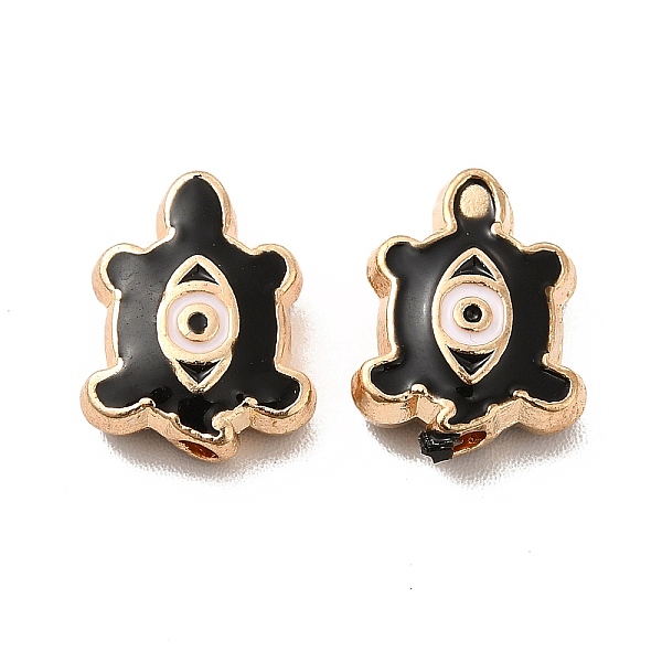 

PandaHall Alloy Enamel Beads, Tortoise with Evil Eye, Golden, Black, 12.5x10x4mm, Hole: 1.5mm Alloy+Enamel Tortoise Black