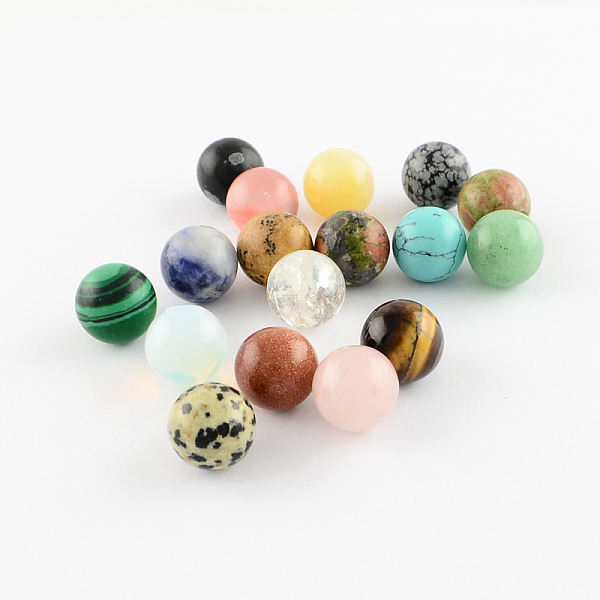 

PandaHall Natural & Synthetic Mixed Stone Beads, Gemstone Sphere, for Wire Wrapped Pendants Making, No Hole/Undrilled, Round, Mixed Color..., Multicolor