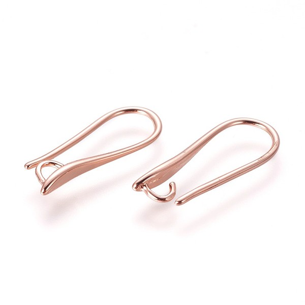 

PandaHall Brass Earring Hooks, with Horizontal Loop, Rose Gold, 19.5x8x2.5mm, Hole: 2mm, 18 Gauge, Pin: 1mm Brass