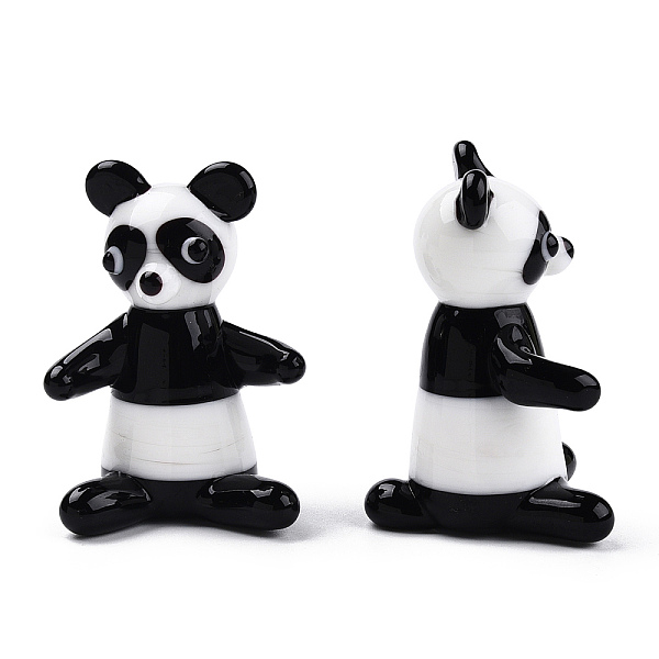 

PandaHall Handmade Lampwork Home Decorations, 3D Panda Ornaments for Gift, Black, 32~35x36x49~52mm Lampwork Panda Black