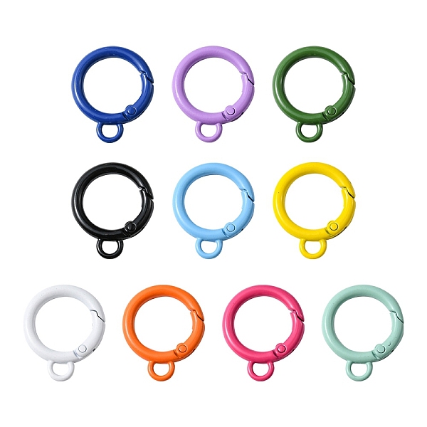 

PandaHall 10Pcs Spray Painted Alloy Spring Gate Rings, Round Rings, Mixed Color, 31x25x4mm, Hole: 4.8mm, inner diameter: 18mm Alloy..., Multicolor