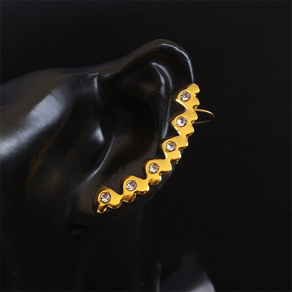 

PandaHall Rhinestone Cuff Earrings for Girl Women Gift, 304 Stainless Steel Earrings, Heart, Right, 45x8mm 304 Stainless Steel Others