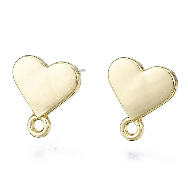 

PandaHall Alloy Stud Earring Findings, with Loop and Steel Pin, Heart with Plastic Protective Sleeve, Light Gold, 11.5x10.5mm, Hole: 1.4mm...