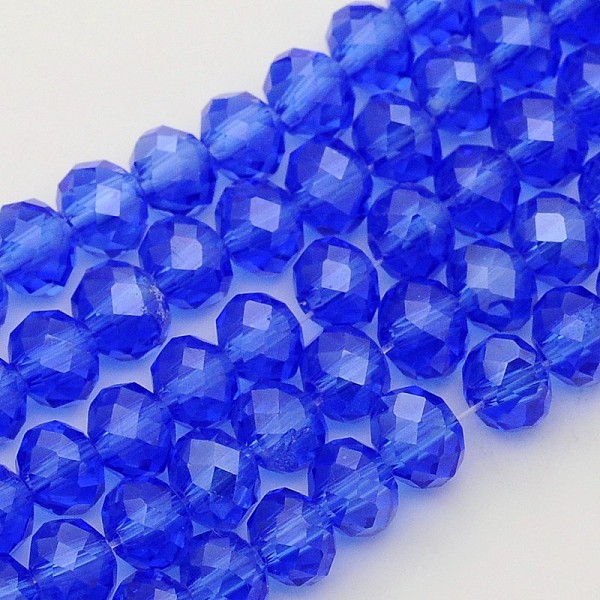 

PandaHall Glass Beads Strands, Pearl Luster Plated, Crystal Suncatcher, Faceted Rondelle, Royal Blue, 6x4mm, Hole: 1mm, about...