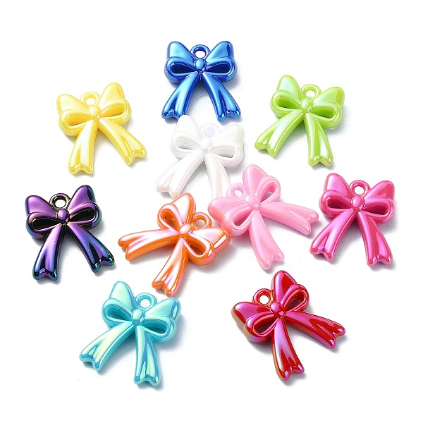 

PandaHall Opaque Acrylic Pendants, AB Color Bowknot, Mixed Color, 29.5x26x8mm, Hole: 2.8mm Acrylic Bowknot Multicolor