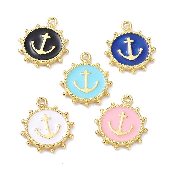 

PandaHall Eco-Friendly Stainless Steel Enamel Pendants, Real 18K Gold Plated, Long-Lasting Plated, Flat Round with Anchor, Mixed Color..., Multicolor