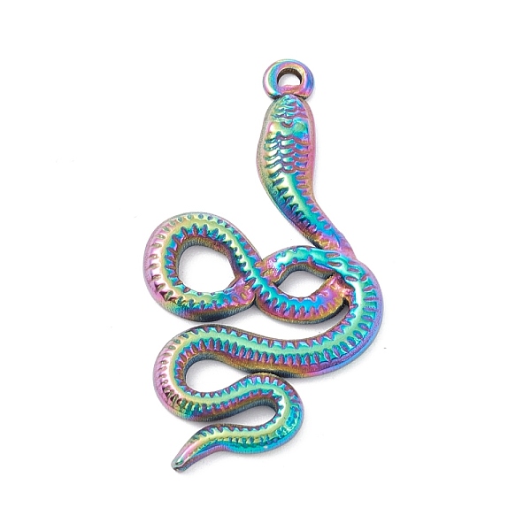 

PandaHall Ion Plating(IP) 304 Stainless Steel Pendants, Snake, Rainbow Color, 32x17x2mm, Hole: 1mm 304 Stainless Steel Snake