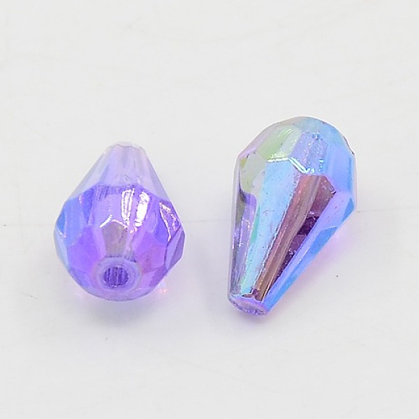 

PandaHall Opaque Eco-Friendly Poly Styrene Acrylic Beads, AB Color Plated, Faceted, teardrop, Medium Purple, 12.5x8mm, Hole: 1.5mm, about...