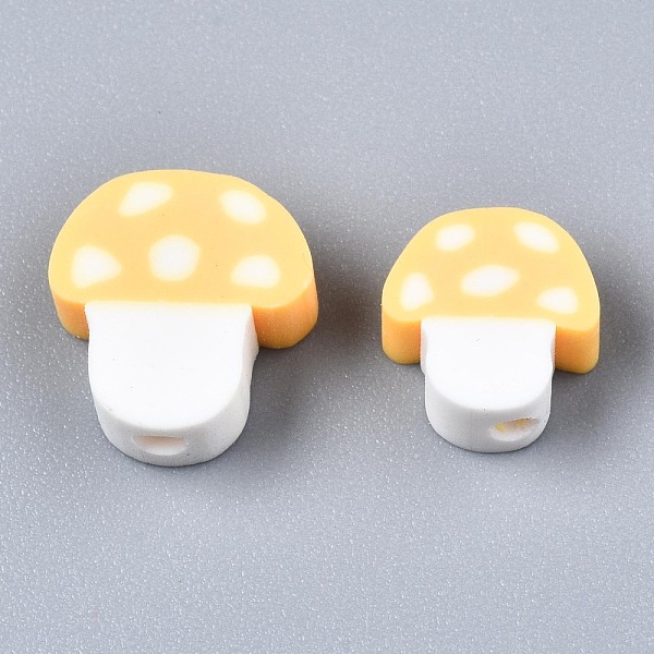 

PandaHall Handmade Polymer Clay Beads, Mushroom, Champagne Yellow, 9~13x8.5~12x4~5mm, Hole: 1.8mm Polymer Clay Mushroom