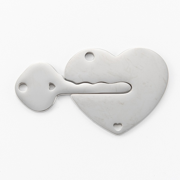 

PandaHall 304 Stainless Steel Split Pendants, Key and Heart Lock, Stainless Steel Color, 26x44.5x1.4mm, Hole: 2mm 304 Stainless Steel Others