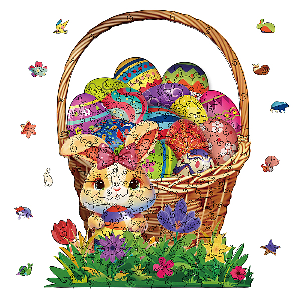 

PandaHall GLOBLELAND 200Pcs Easter Egg Wooden Jigsaw Puzzles for Adults Egg Basket Jigsaw Puzzles Wood Adult Colorful Jigsaw Puzzles for...