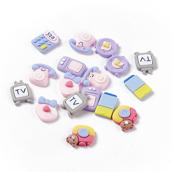 

PandaHall Opaque Resin Cabochons, TV & Camera & Calculator & Clock & Telephone, Mixed Shapes, Mixed Color, 20~24x14~24.5x4~6.5mm Resin Mixed..., Multicolor