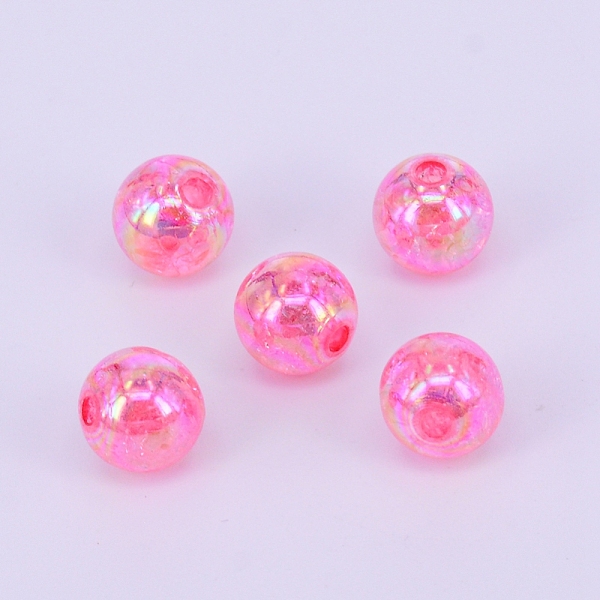 

PandaHall Electroplate Crackle Acrylic Beads, AB Color Plated, Round, Hot Pink, 8mm, Hole: 2mm, about 324pcs/90g Acrylic Round Pink