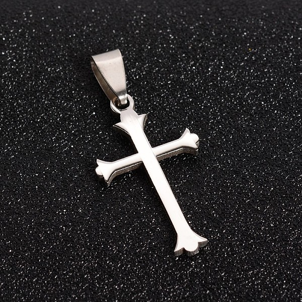 

PandaHall 201 Stainless Steel Cross Pendants, Stainless Steel Color, 33x18x1.5mm, Hole: 3.5x10mm 201 Stainless Steel Cross