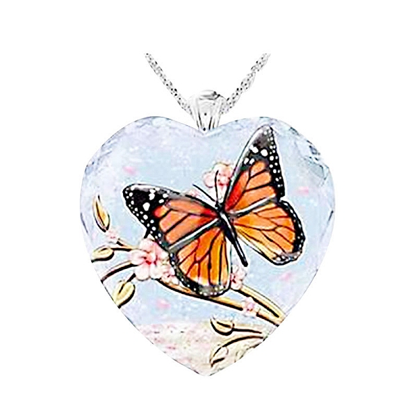 

PandaHall Heart Glass Pendant Necklaces, with Platinum Alloy Chains, Chocolate, Pendant: 23x25mm Glass Heart Brown
