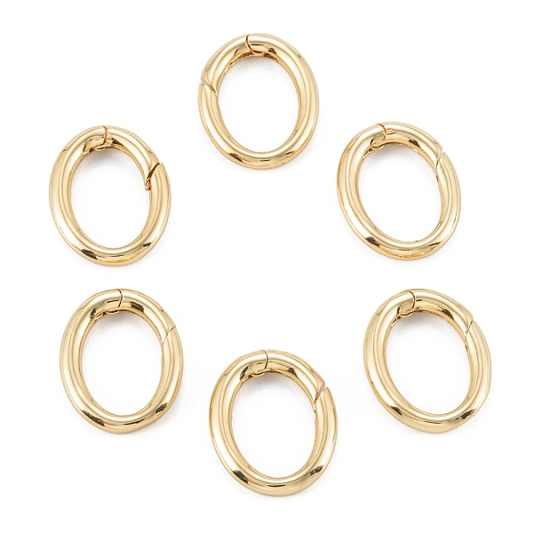 

PandaHall Brass Spring Gate Rings, Long-Lasting Plated, Oval, Real 18K Gold Plated, 20x16x3mm Brass