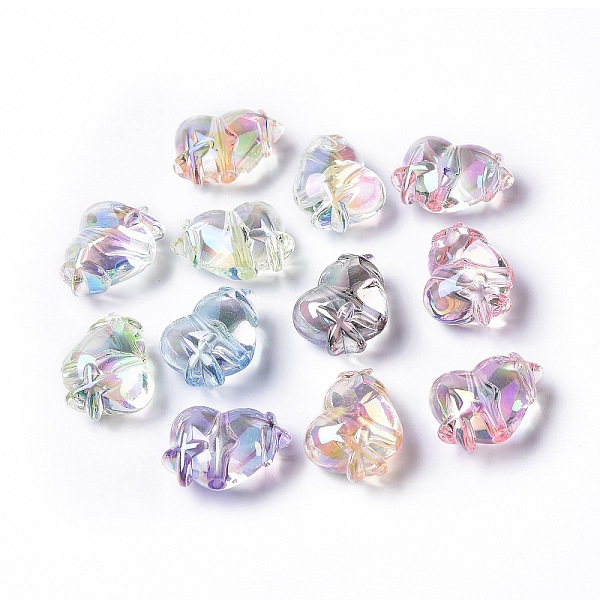 

PandaHall Transparen Acrylic Beads, AB Color Plated, Heart, Mixed Color, 14.5x20x10mm, Hole: 2.1mm Acrylic Heart Multicolor