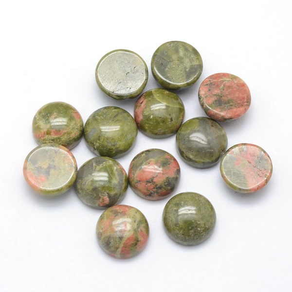 

PandaHall Natural Unakite Cabochons, Half Round, 8x3.5~4mm Unakite Half Round