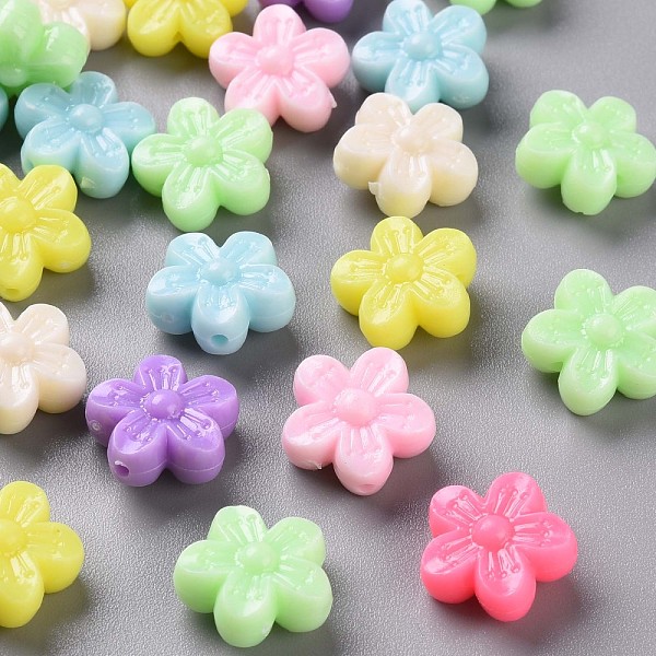 

PandaHall Opaque Acrylic Beads, Flower, Mixed Color, 15x15.5x7.5mm, Hole: 1.5mm, about 645pcs/500g Acrylic Flower Multicolor