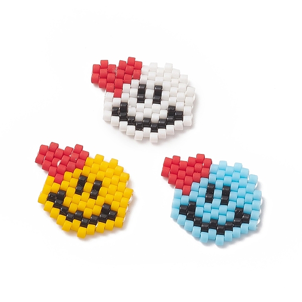 

PandaHall 3 Colors Handmade Seed Beads, Loom Pattern, Smile Face with Heart, Mixed Color, 15x17x1.8mm, Hole: 0.7mm, 1pc/color Glass Flat..., Multicolor