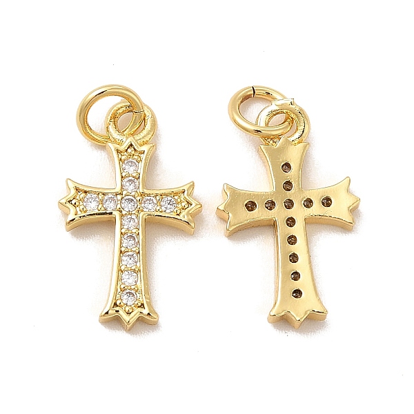 

PandaHall Rack Plating Brass Micro Pave Cubic Zirconia Pendants, with Jump Rings, Cadmium Free & Lead Free, Long-Lasting, Cross, Real 18K..., Clear