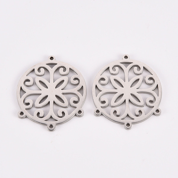 

PandaHall 304 Stainless Steel Chandelier Component Links, Laser Cut, Flat Round with Butterfly, Stainless Steel Color, 23.5x20x1mm, Hole...