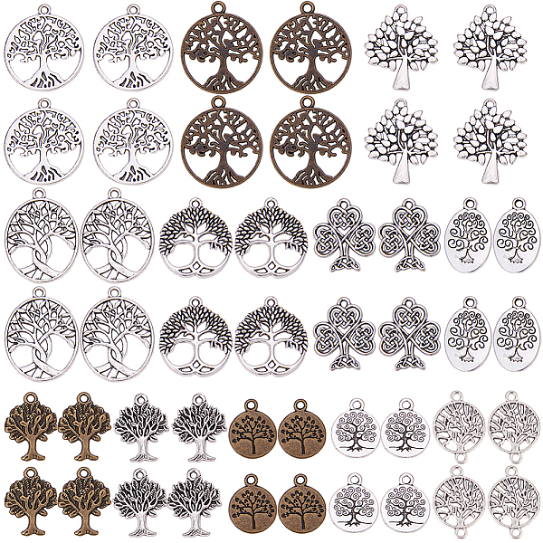 

PandaHall SUNNYCLUE Tibetan Style Alloy Pendants, Tree of Life, Mixed Color, 48pcs/set Alloy Tree