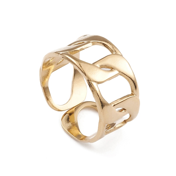 

PandaHall Ion Plating(IP) 304 Stainless Steel Curb Chains Cuff Rings for Women, Real 14K Gold Plated, Inner Diameter: 16.8mm 304 Stainless...