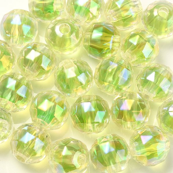 

PandaHall Two Tone UV Plating Rainbow Iridescent Acrylic Beads, Faceted, Round, Green, 15x15.5mm, Hole: 3.8mm Acrylic Pumpkin Green