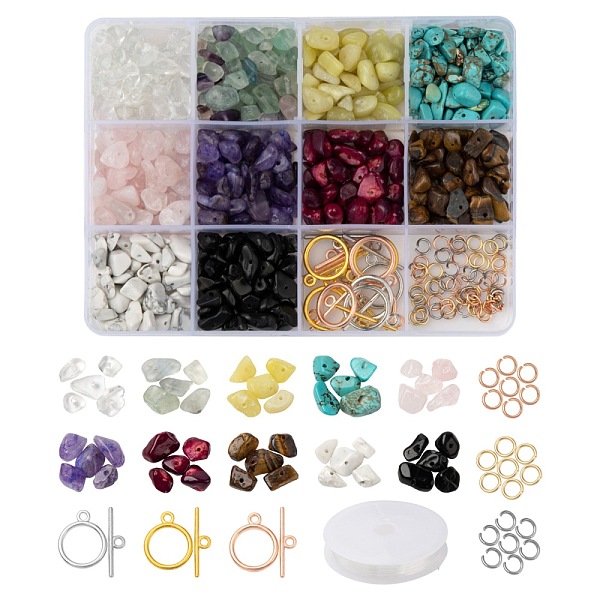 

PandaHall DIY Mixed Stone Chip Beads Bracelets Making Kits, Including Gemstone Chip Beads, Toggle Clasps, 304 Stainless Steel Jump Rings and...