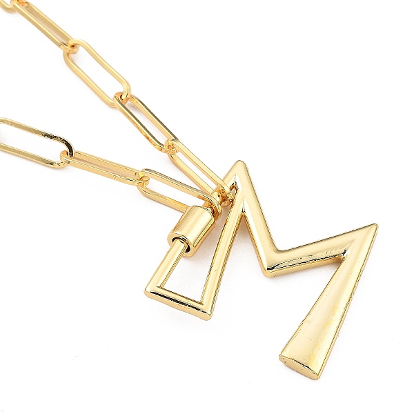 

PandaHall Brass Screw Carabiner Lock Pendant Necklaces, Initial Necklaces, with Paperclip Chains, Letter, Golden, Letter.M, 18.03 inch...