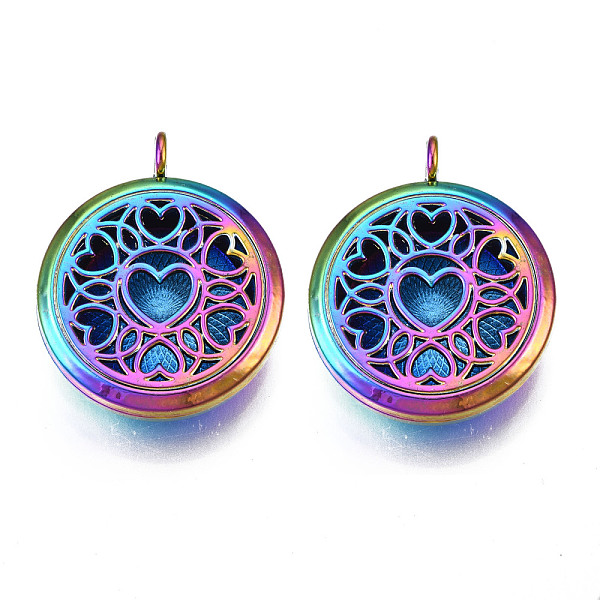 

PandaHall Rack Plating Alloy Locket Pendants, Diffuser Locket, with Magnetic, Cadmium Free & Nickel Free & Lead Free, Flat Round with Heart...