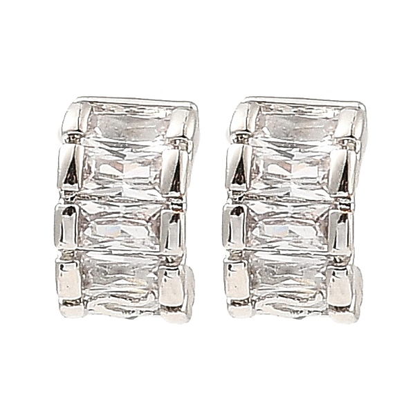 

PandaHall Brass Pave Clear Cubic Zirconia Curved Rectangle Stud Earrings for Women, Platinum, 7x4mm Cubic Zirconia Rectangle Clear