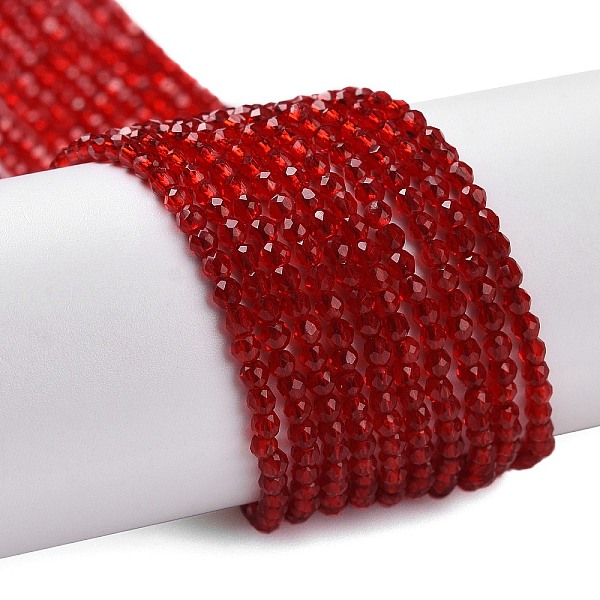 

PandaHall Transparent Glass Beads Strands, Faceted Round, FireBrick, 2mm, Hole: 0.8mm, about 175pcs/strand, 14.06~14.17 inch(35.7~36cm)..., Red