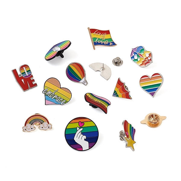 

PandaHall Yilisi 15Pcs 15 Style Love Rainbow Alloy Enamel Brooches Set, Enamel Pin for Backpack Clothes, Mixed Color, 11~28x18.5~35.5x9~11mm..., Multicolor