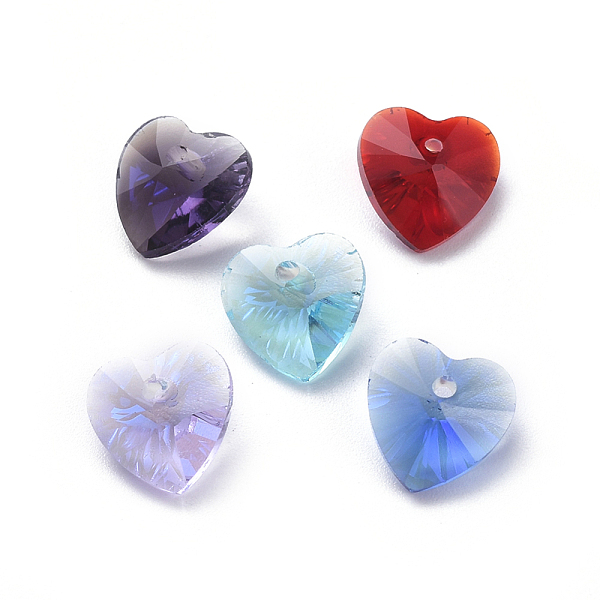 

PandaHall Glass Rhinestone Charms, Faceted, Heart, Mixed Color, 8x8x4mm, Hole: 1mm Glass Heart Multicolor