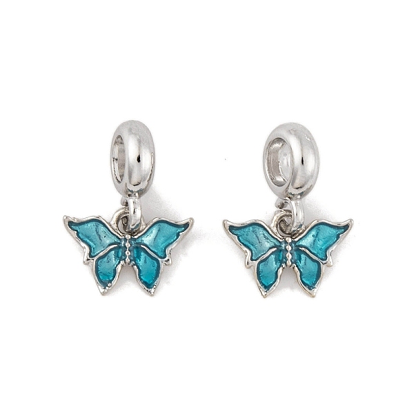 

PandaHall Rack Plating Alloy Enamel European Dangle Charms, Butterfly Large Hole Pendants, Dark Turquoise, Platinum, 20mm, Butterfly...