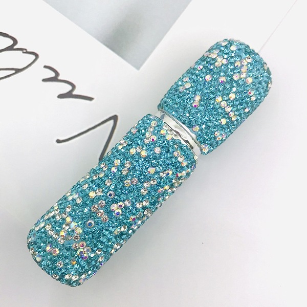 

PandaHall Plastic & Rhinestone Spray Bottle, Column, Blue Zircon, 2.5x10.5cm, Capacity: 10ml(0.34fl. oz) Plastic Column Cyan