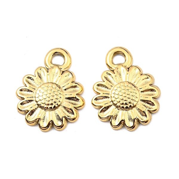 

PandaHall 304 Stainless Steel Charms, Flower Charm, Real 18K Gold Plated, 13.5x10.5x1.5mm, Hole: 1.4mm 304 Stainless Steel Flower