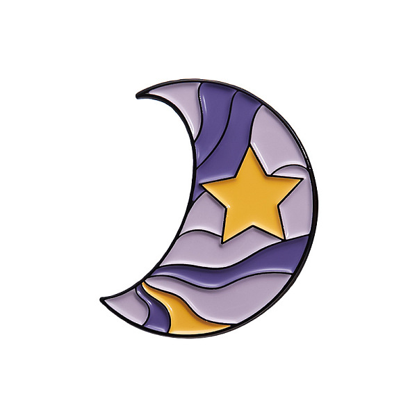 

PandaHall Black Enamel Pin, Painting Alloy Badge for Backpack Clothes, Moon, 28x22mm Alloy Moon