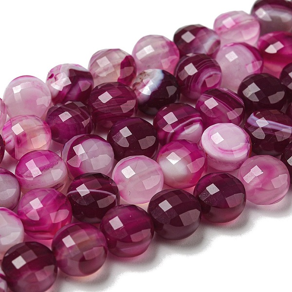 

PandaHall Natural Banded Agate Beads Strands, Faceted, Dyed, Flat Round, Purple, 7~8x5~6mm, Hole: 1.2mm, about 47~49pcs/strand...