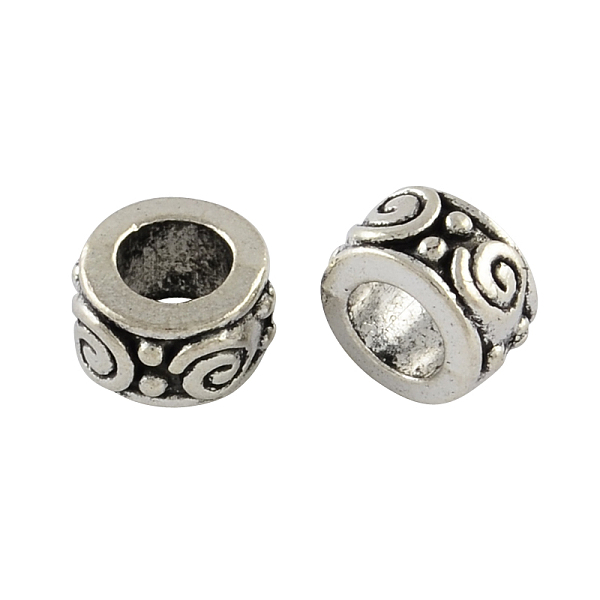 

PandaHall Tibetan Style Zinc Alloy Flat Round European Beads, Lead Free & Cadmium Free, Antique Silver, 8.6x5.4mm, Hole: 4.6mm, about...