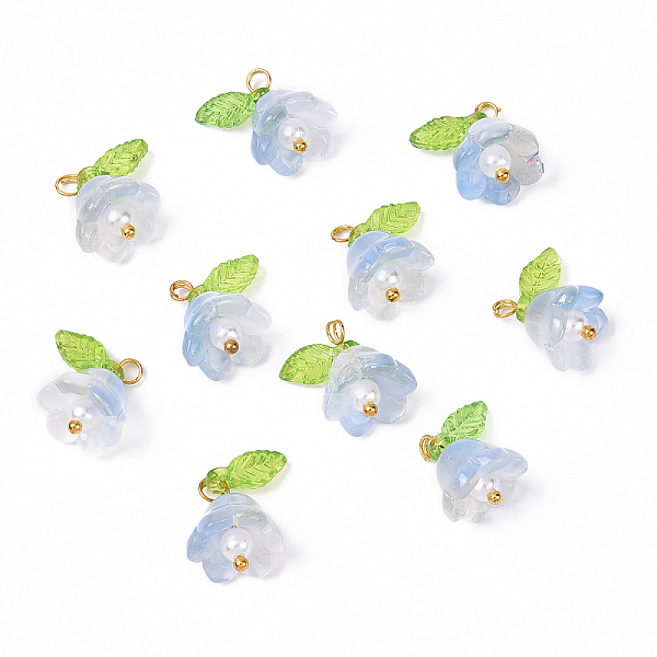 10Pcs Acrylic Glass Flower Pendants