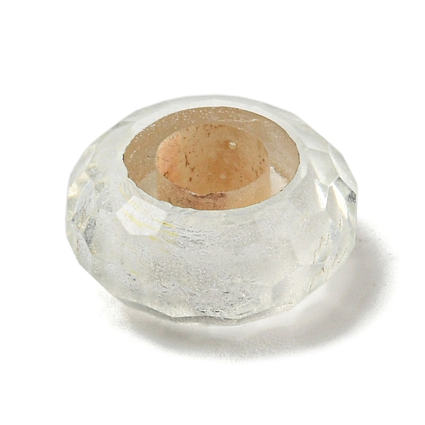 

PandaHall Glass European Beads, Large Hole Beads, Wheel, Faceted, White, 14.5x6.4mm, Hole: 5.7mm Glass Flat Round White