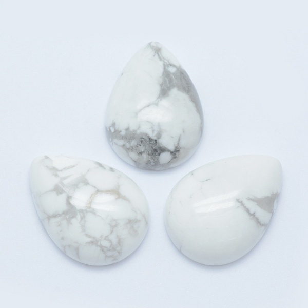 

PandaHall Natural Howlite Cabochons, Teardrop, 25x18x7mm Howlite Teardrop