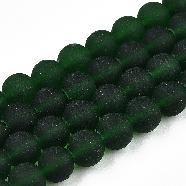 

PandaHall Transparent Glass Beads Strands, Frosted, Round, Dark Green, 9.5~10mm, Hole: 1.5mm, about 41~42pcs/strand, 14.88~15.12 inch...